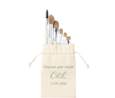 Set de brochas en bolsa de algodón personalizable